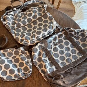 Set of 3, Retro Metro Thirty One, Polka Dot Tote and Messenger Bag Set